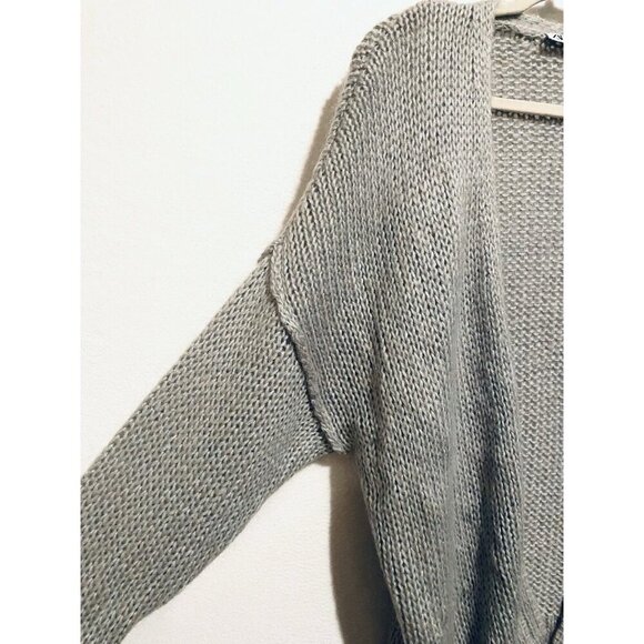 Zara Cardigan Sweater Womens Medium Gray Chunky Open Front Mohair Wool Classic - Picture 3 of 8